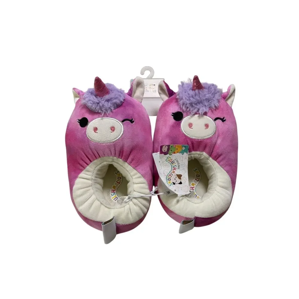Squishmallows Purple Unicorn Plush Kids Slippers Size L 2 to 3